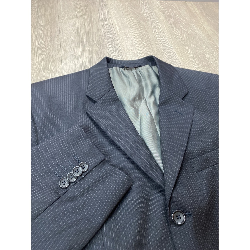 Banana Republic Suit Jacket Sport Coat Blazer Wool 3 Button Black Stripe 42S